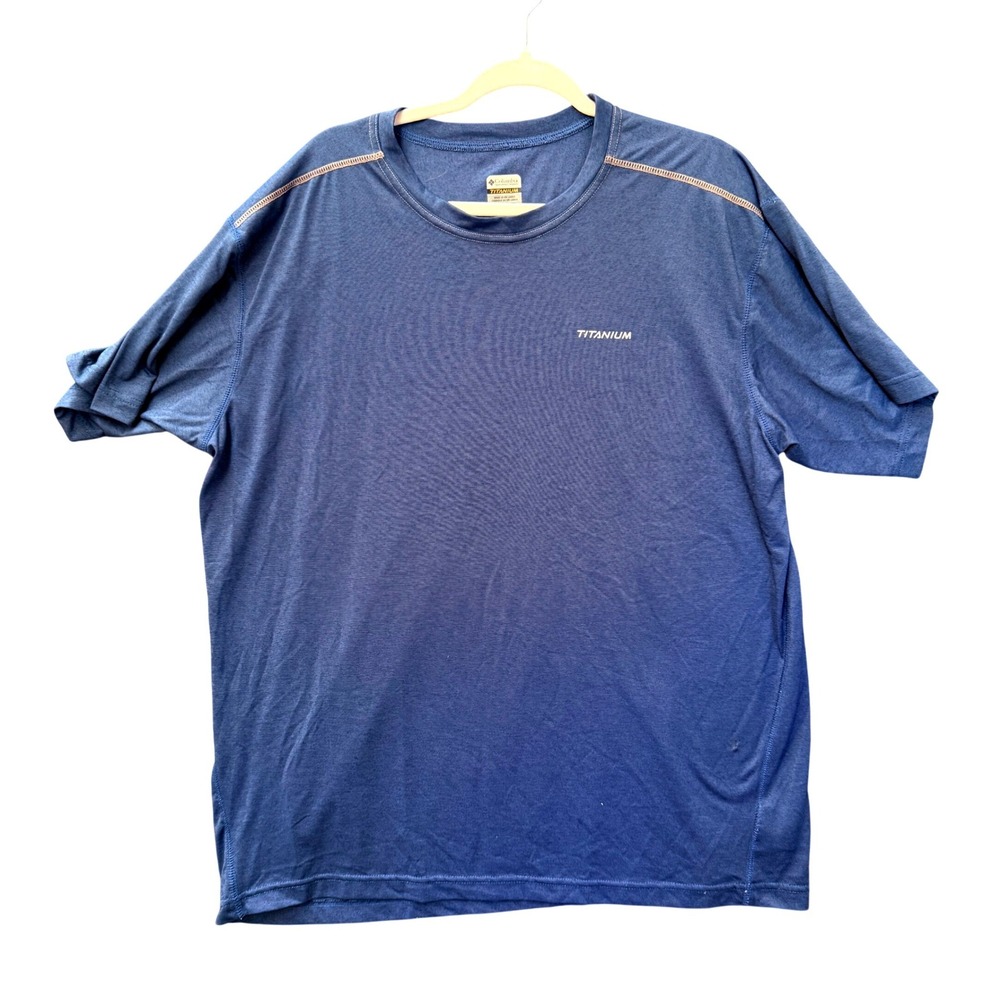 Columbia T-Shirt Mens XXL Blue Omni-Dry Performance Titanium Tech Tee